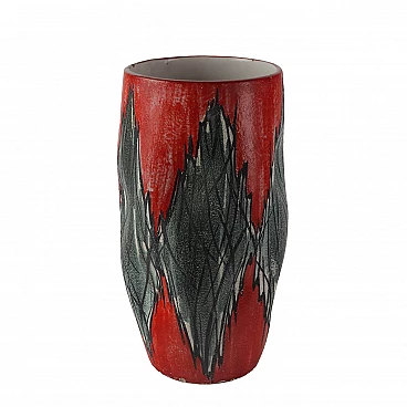 Polychrome enamel Albisola ceramic vase, 1960s