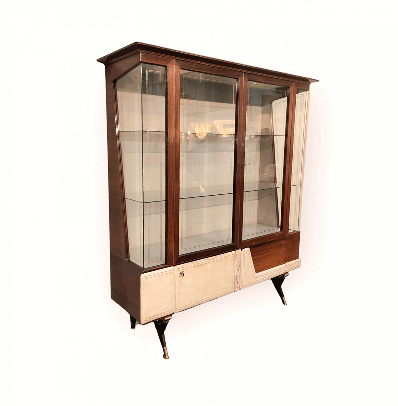 Display cabinet in wood and parchment by La Permanente Cantù, 1960s 1