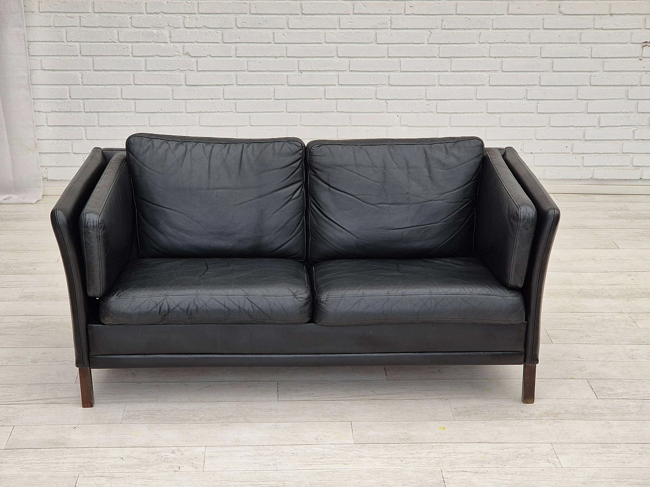 Ash and black leather sofa by Mogens Hansen, 1960s 2