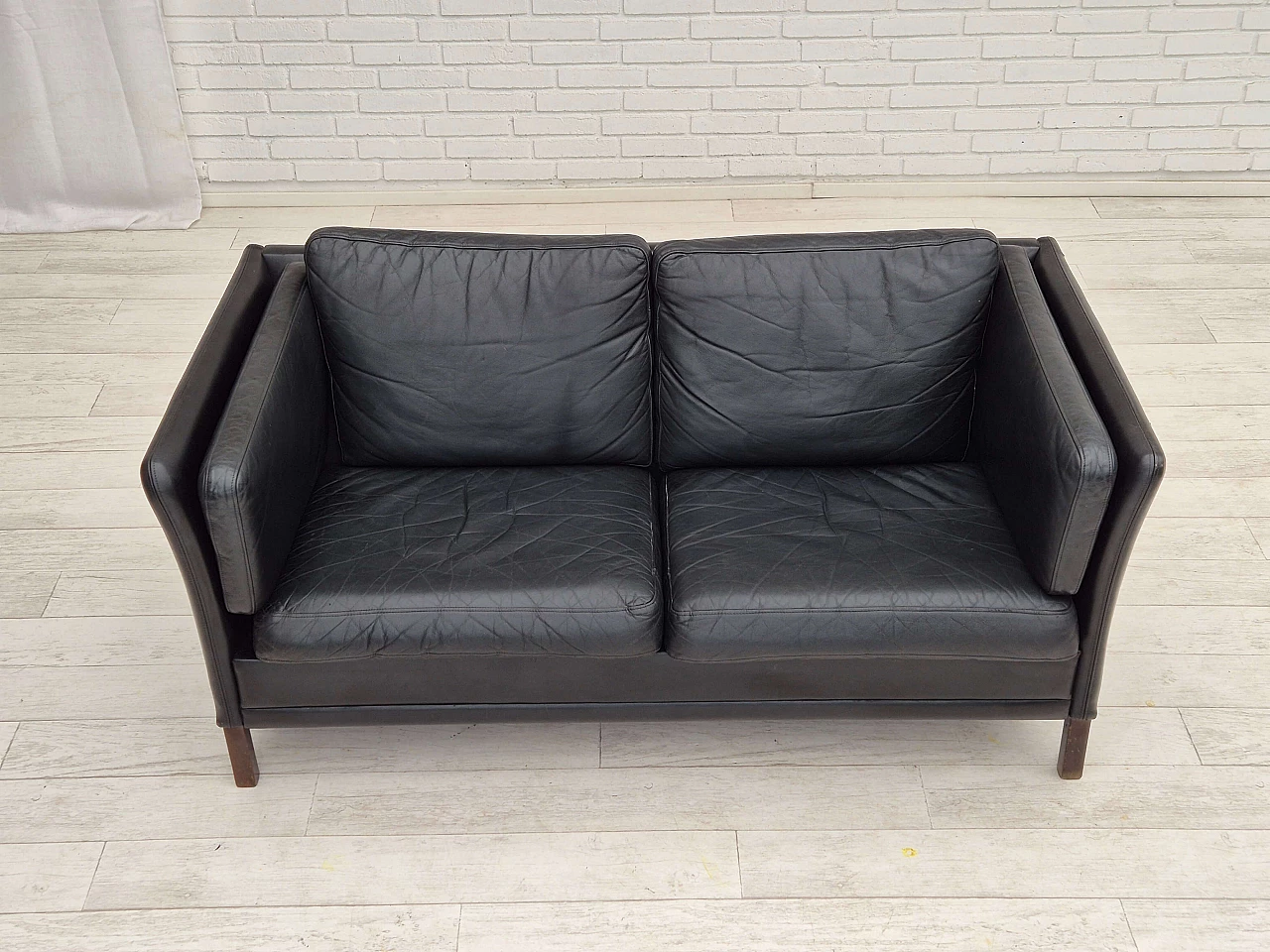 Ash and black leather sofa by Mogens Hansen, 1960s 5