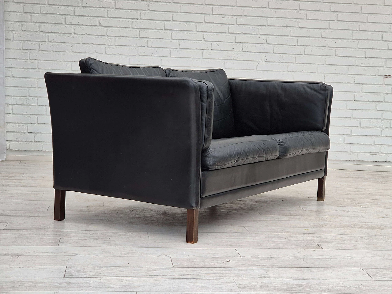 Ash and black leather sofa by Mogens Hansen, 1960s 6