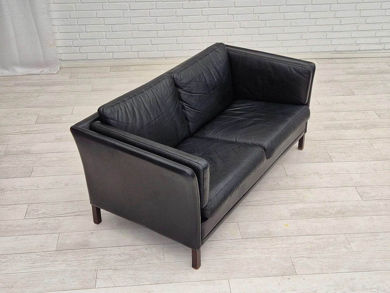 Ash and black leather sofa by Mogens Hansen, 1960s 8