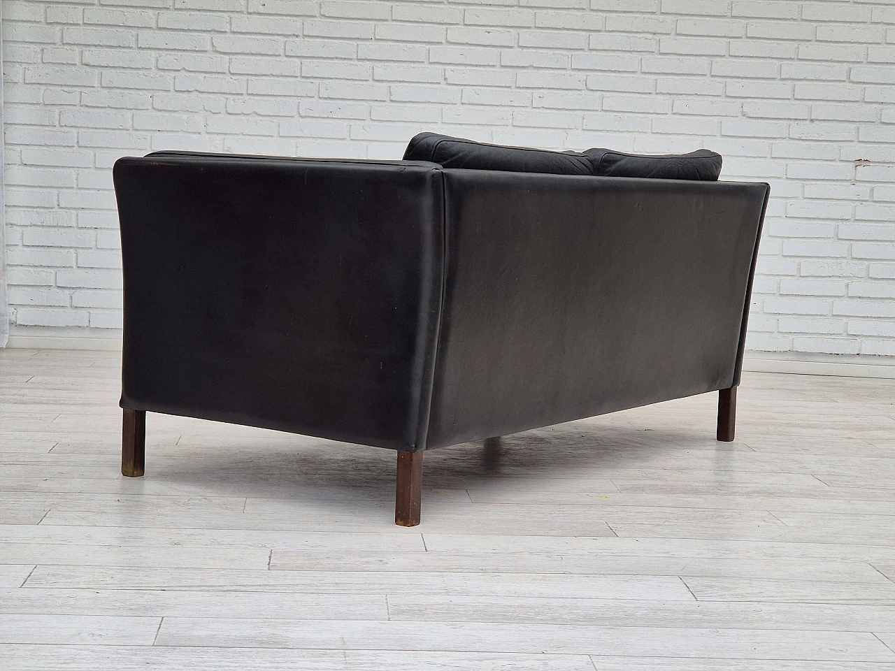 Ash and black leather sofa by Mogens Hansen, 1960s 9