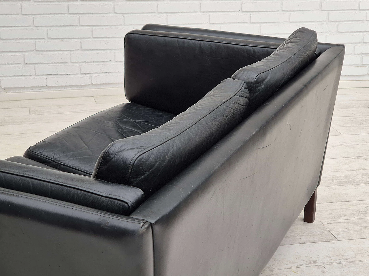 Ash and black leather sofa by Mogens Hansen, 1960s 10