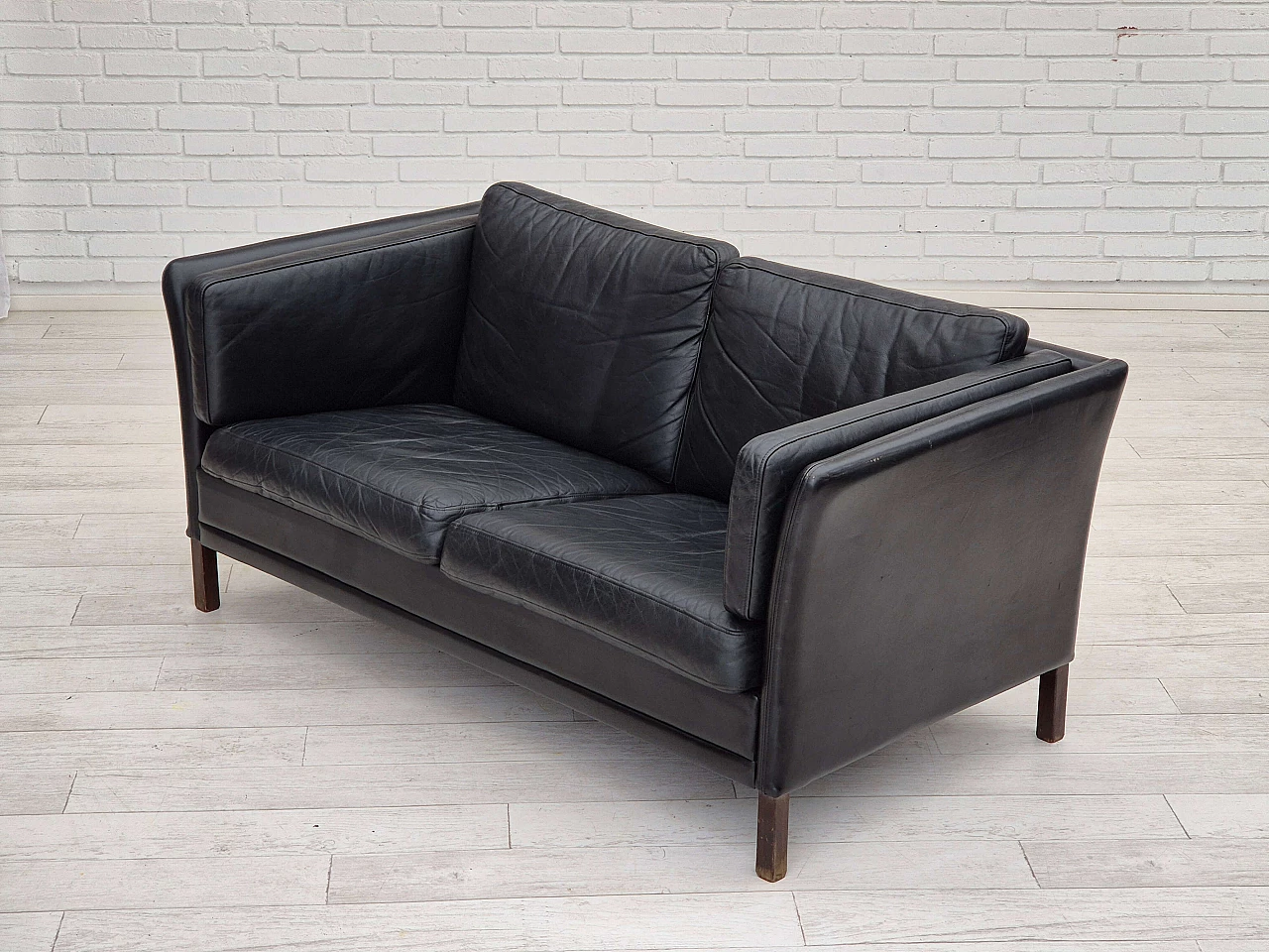 Ash and black leather sofa by Mogens Hansen, 1960s 11