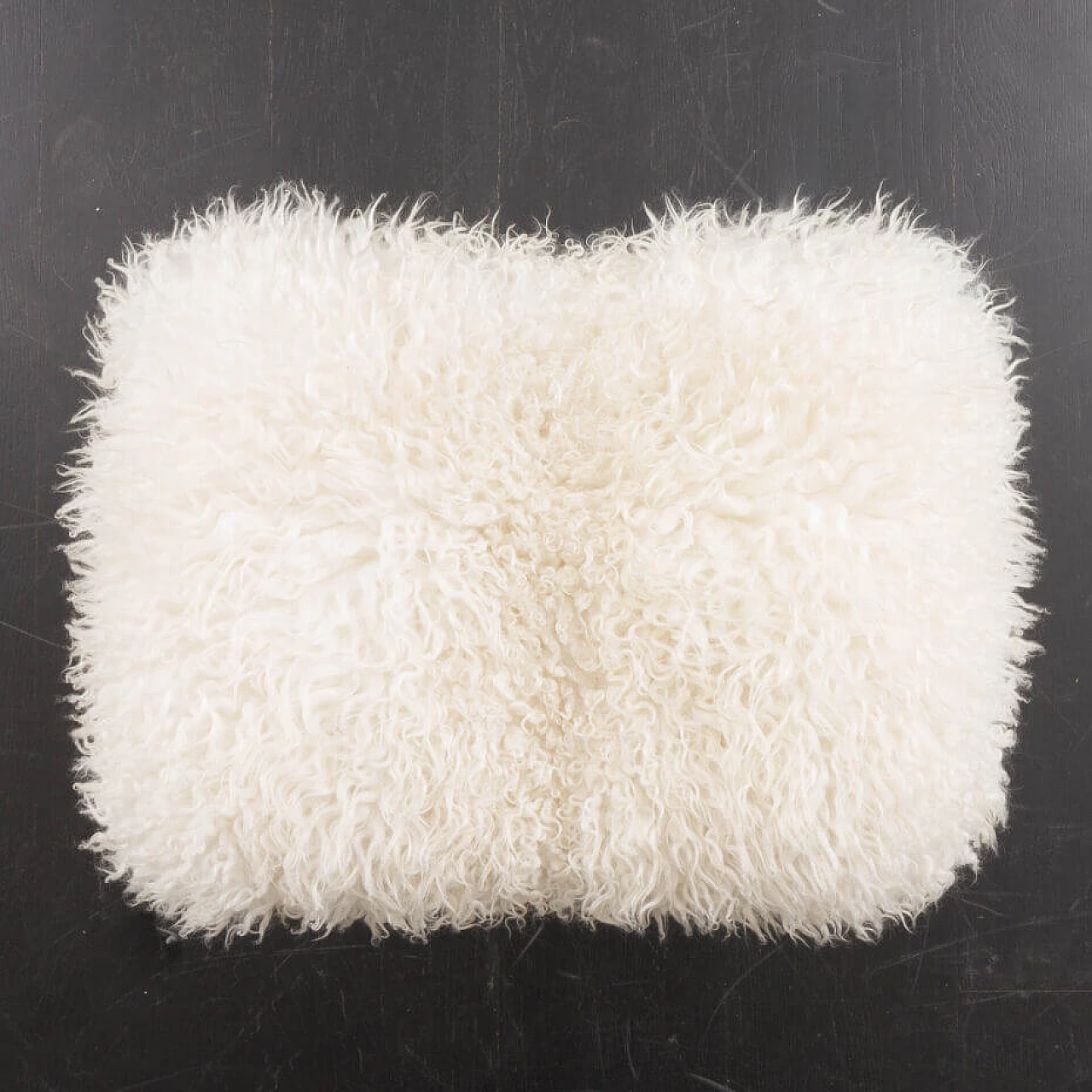 Danish footstool in natural longhair sheepskin, 1970s 7