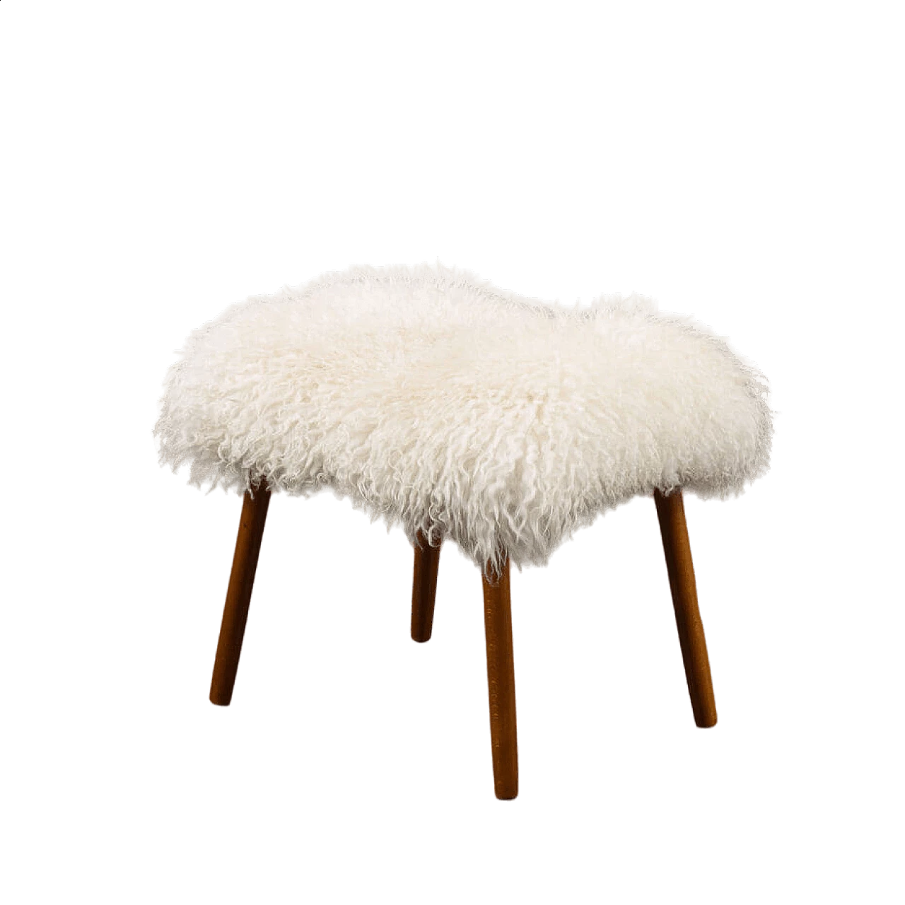 Danish footstool in natural longhair sheepskin, 1970s 11