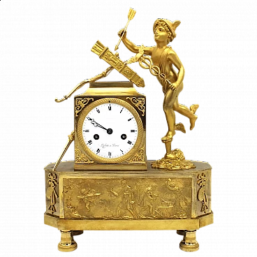 Orologio a pendolo Impero in bronzo dorato, inizio '800