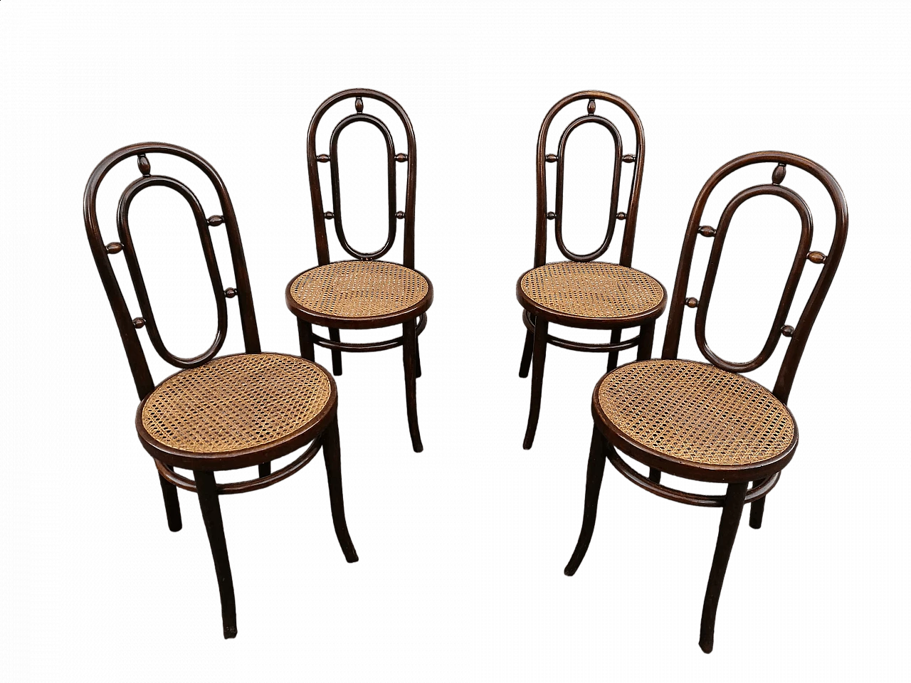 4 Chairs 33 in bent beech and Vienna straw by Thonet, late 19th century 4