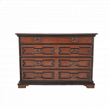 Canterano emiliano in noce con dettagli ebanizzati, inizio '700