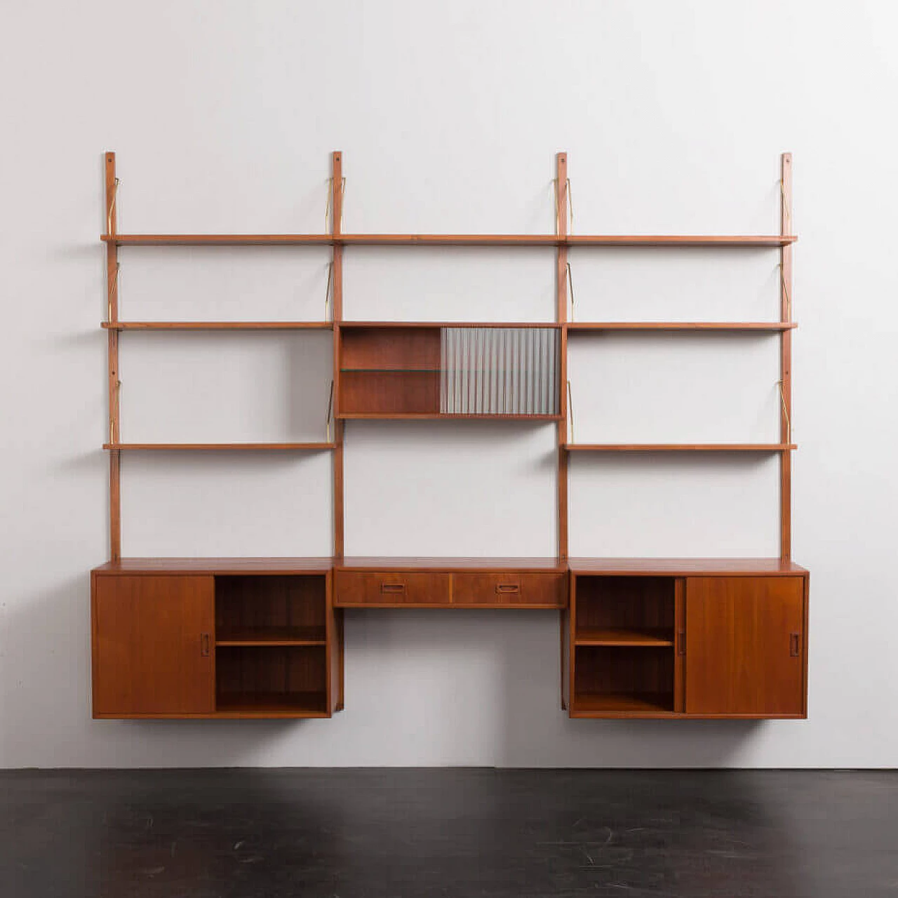 Danish three-bay teak bookcase in the style of Poul Cadovius, 1960s 8