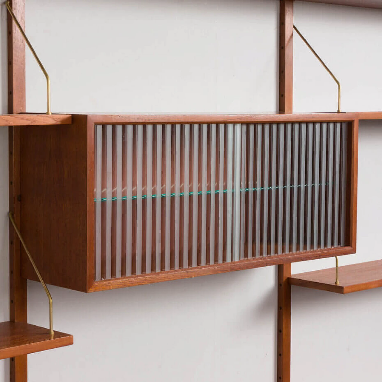 Danish three-bay teak bookcase in the style of Poul Cadovius, 1960s 13