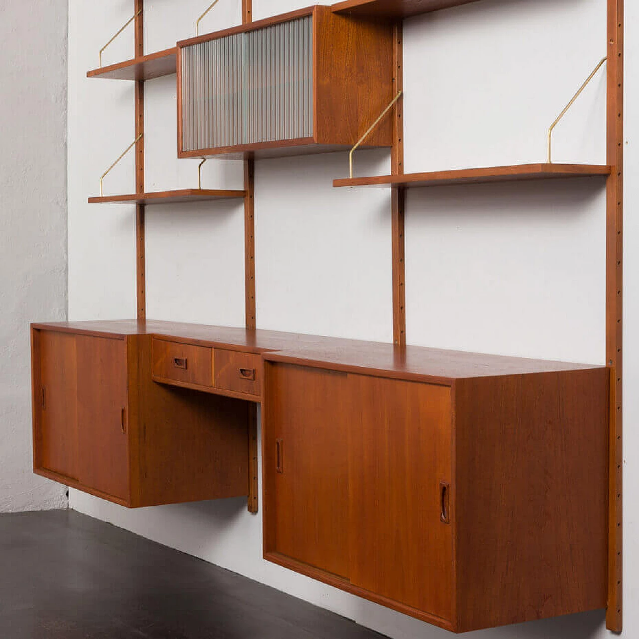 Danish three-bay teak bookcase in the style of Poul Cadovius, 1960s 15