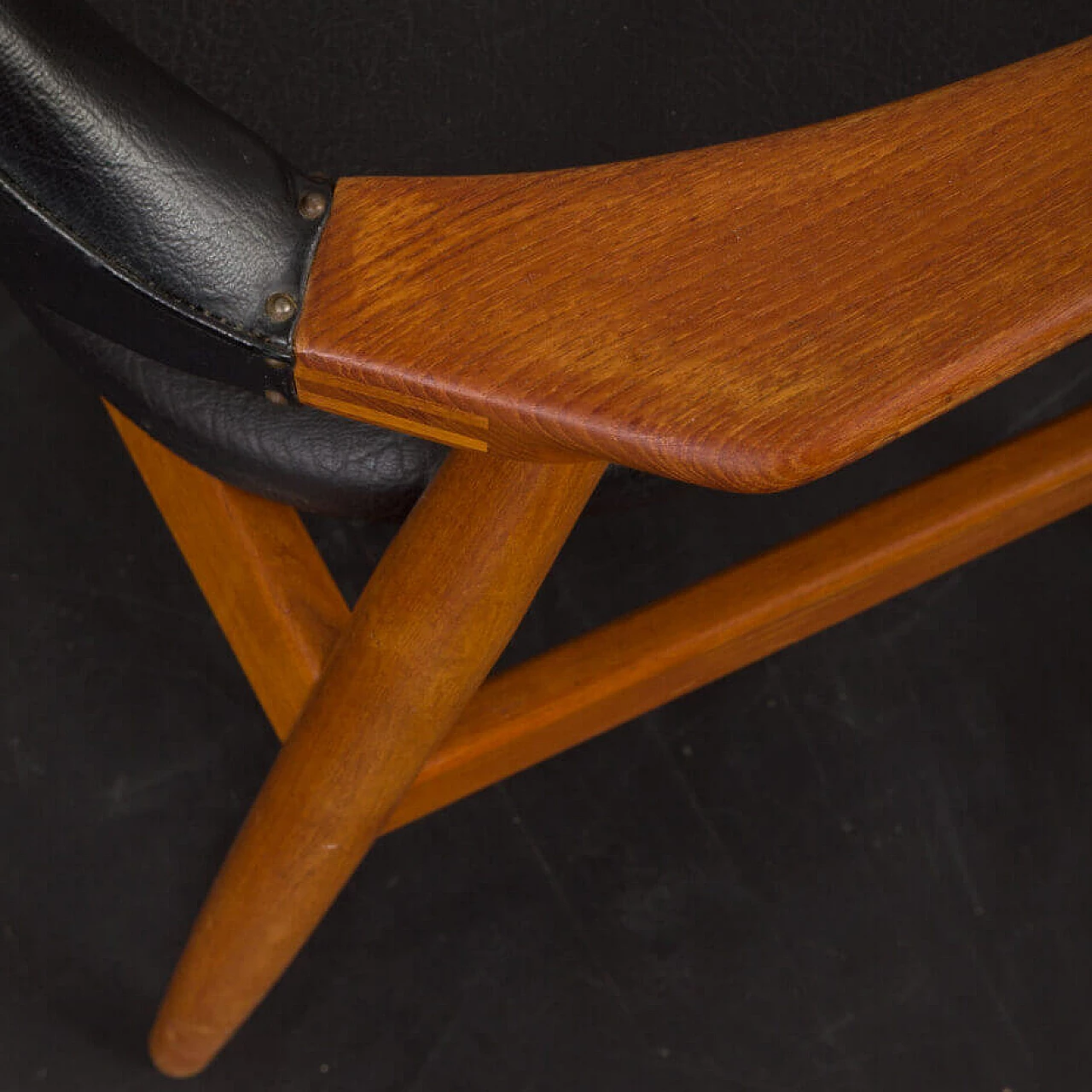 Solid teak chair with black vinyl fabric in the style of Erik Kirkegaard, 1950s 14