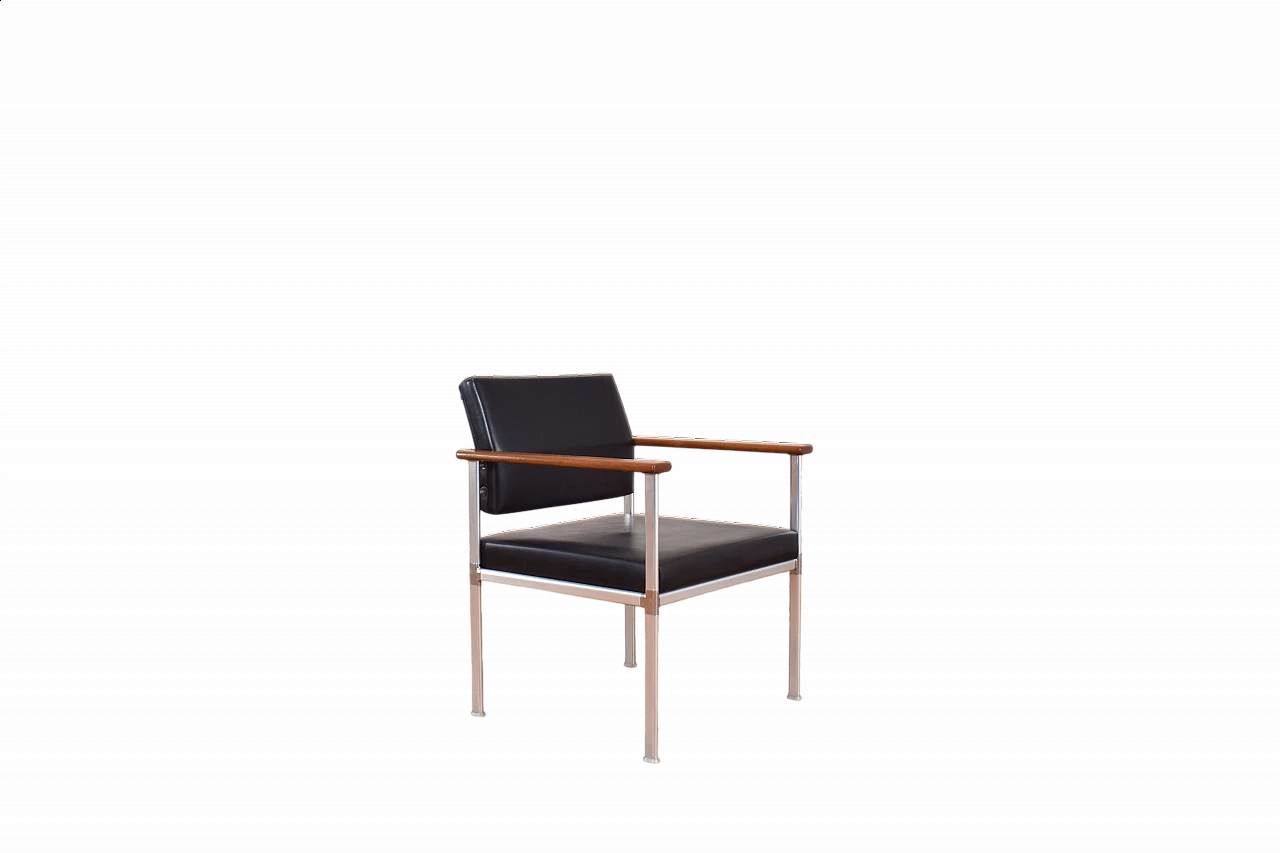 Aluminum, teak and leatherette armchair by Lübke, 1960s 14