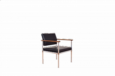 Aluminum, teak and leatherette armchair by Lübke, 1960s