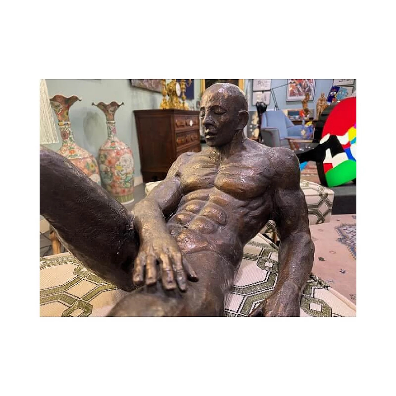 Bronze sculpture of a reclining man, 1920s 3