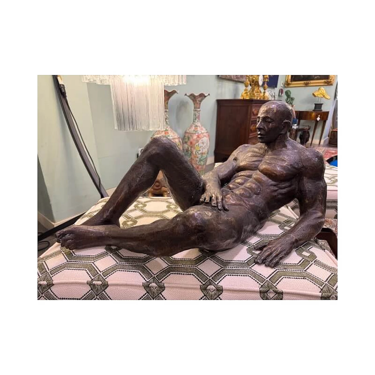 Bronze sculpture of a reclining man, 1920s 5