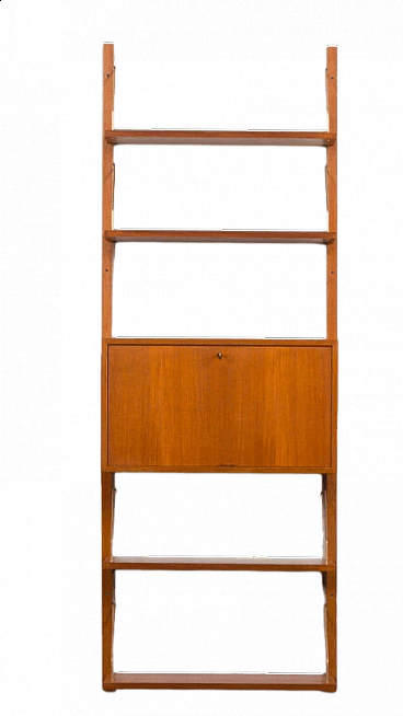 Danish teak bookcase with bar cabinet in the style of Poul Cadovius, 1960s