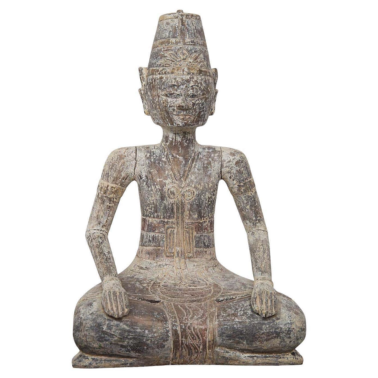 Statua balinese raffigurante un sacerdote indù seduto, inizio '900 1