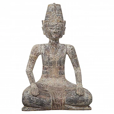 Statua balinese raffigurante un sacerdote indù seduto, inizio '900