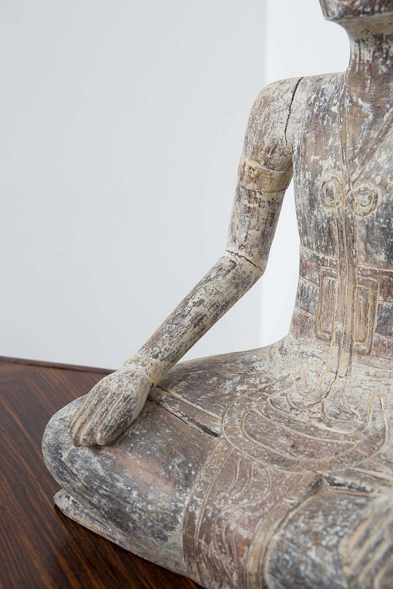 Statua balinese raffigurante un sacerdote indù seduto, inizio '900 6