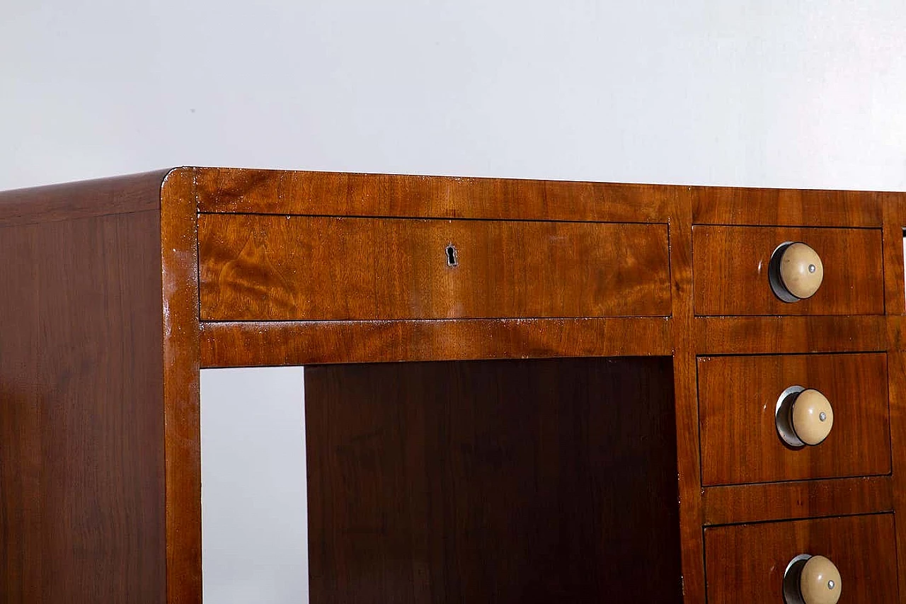 Rationalist desk in wood and aluminium, 1930s 2