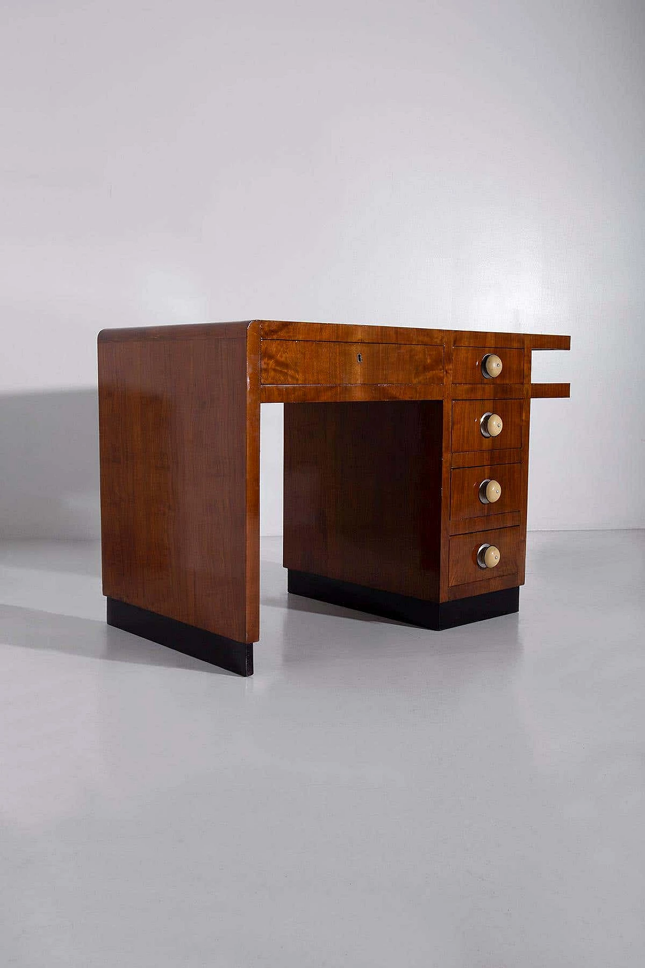 Rationalist desk in wood and aluminium, 1930s 4