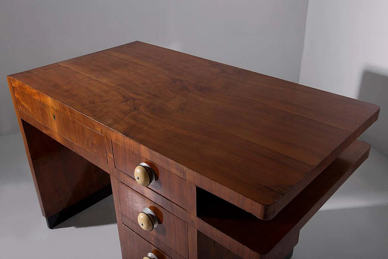 Rationalist desk in wood and aluminium, 1930s 6