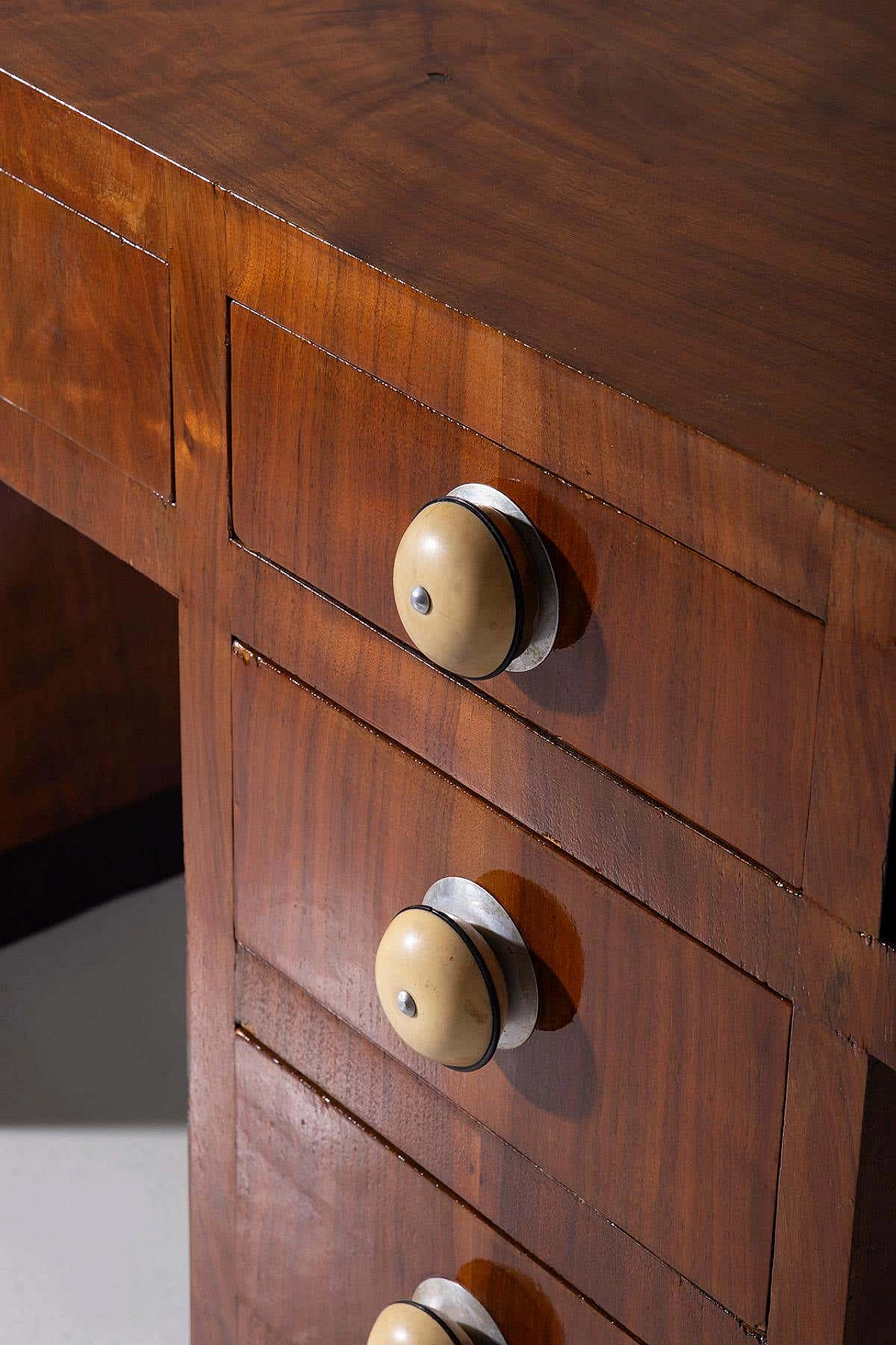 Rationalist desk in wood and aluminium, 1930s 9