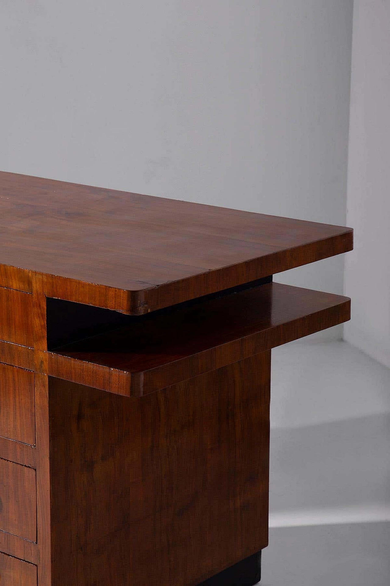 Rationalist desk in wood and aluminium, 1930s 11