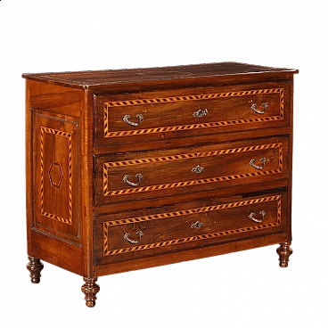 Neoclassical walnut canterano with maple inlays, 18th century