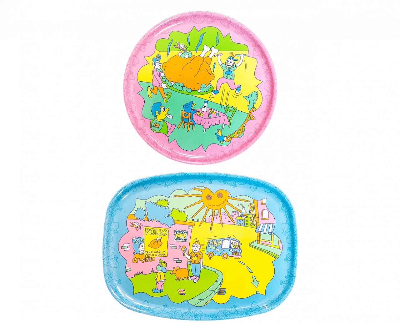 Coppia di Vassoi in melamina di Sergio Cascavilla per Alessi, 1997 10