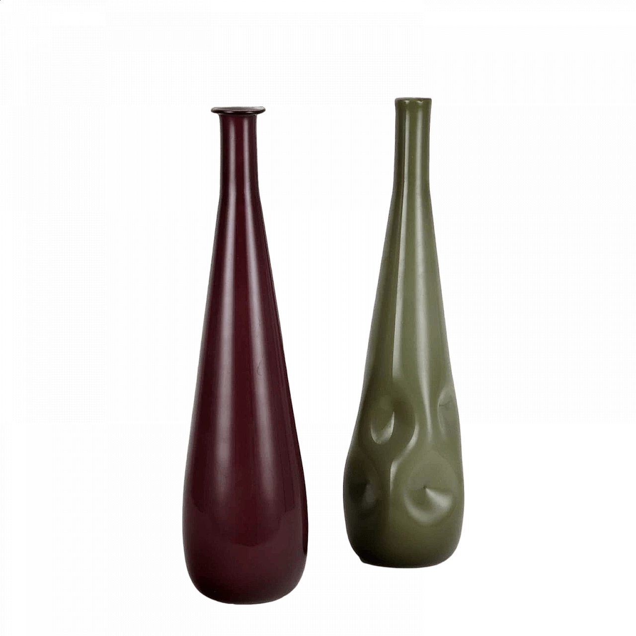Coppia di vasi in vetro di Murano incamiciato, anni '70 8