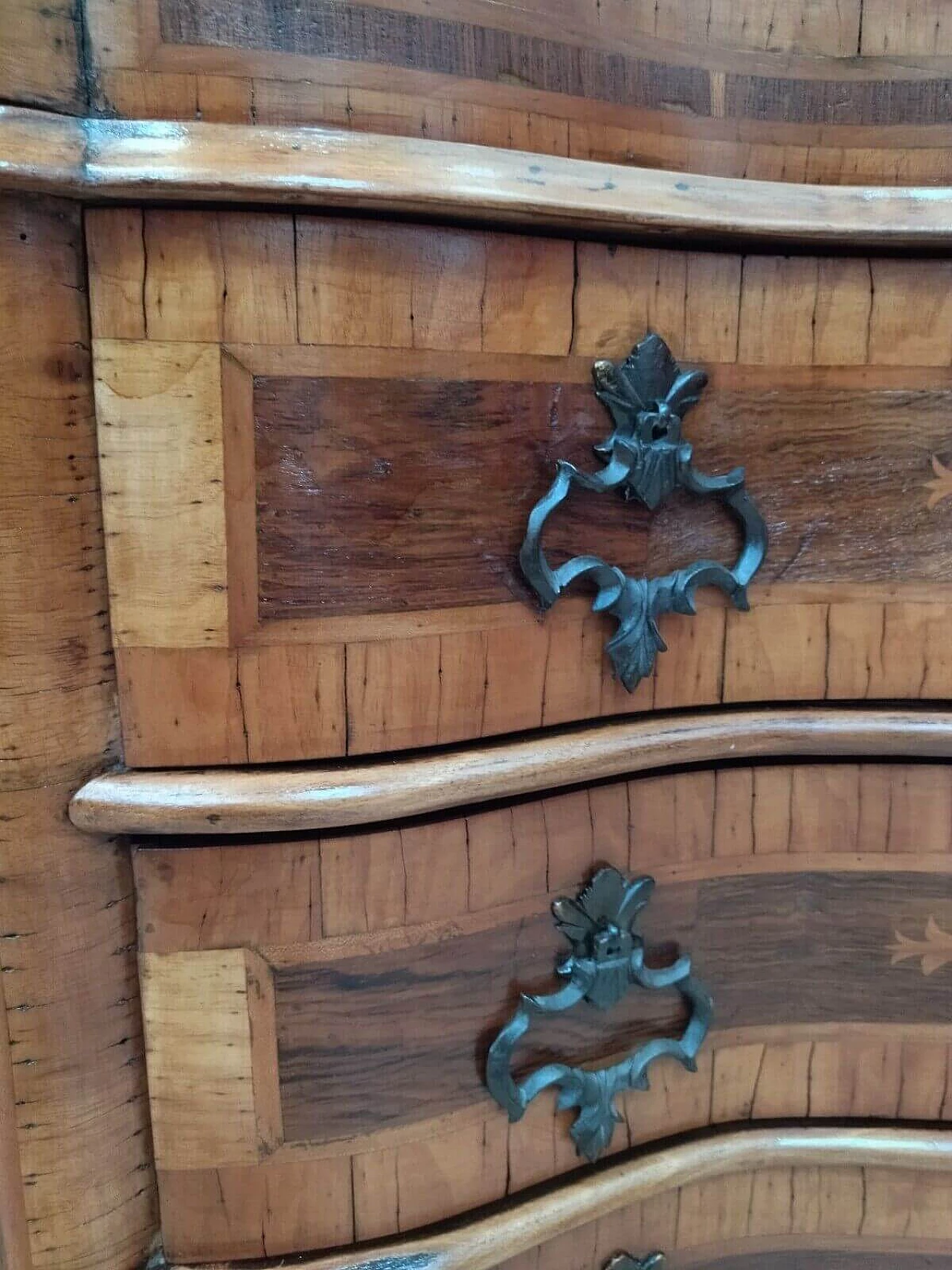 Walnut veneer and inlaid flap desk in Louis XV style, 1950s 9