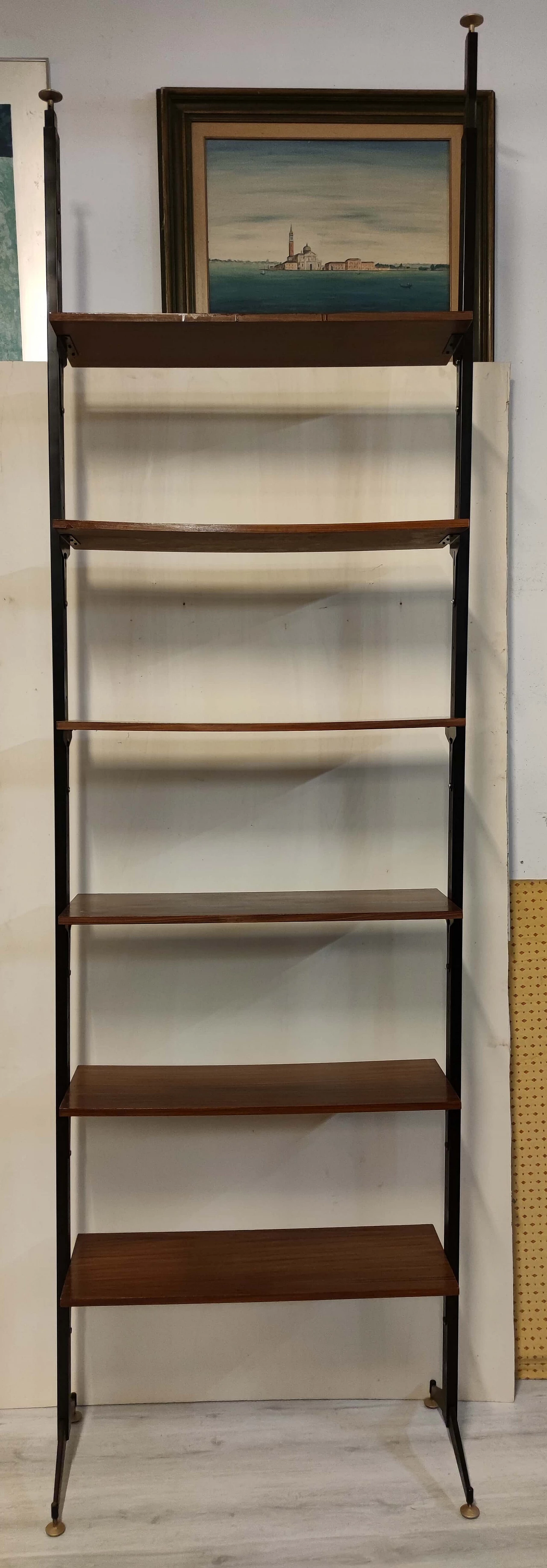 Mahogany bookcase with iron uprights by Albini Franco, 1960s 1