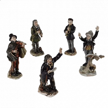 5 Orchestra player sculptures in Rudolstadt porcelain, early 20th century