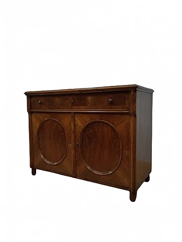 Walnut panelled sideboard with circular panelling, mid-19th century