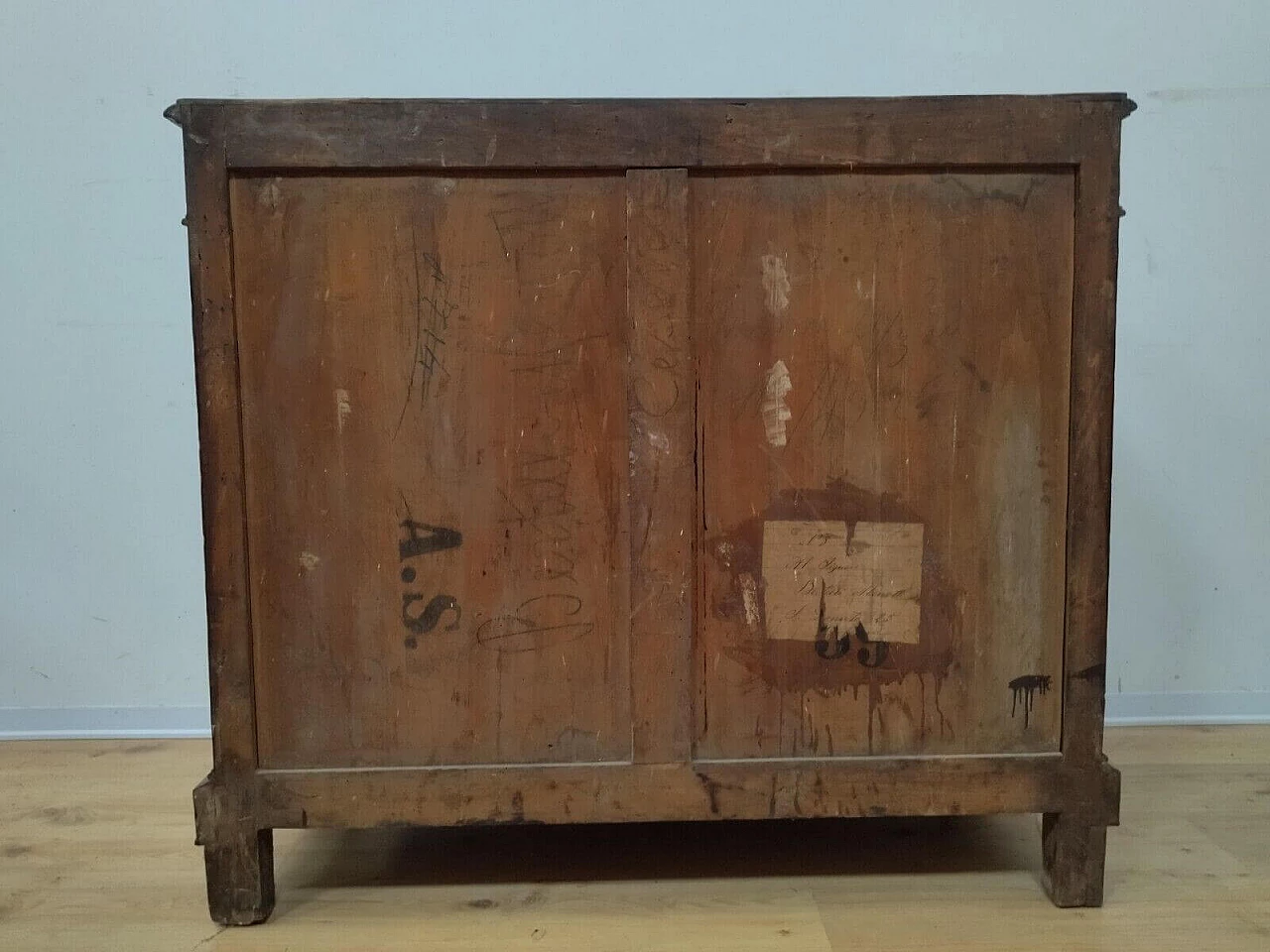 Credenza Umbertina impiallacciata in noce e radica, fine '800 16