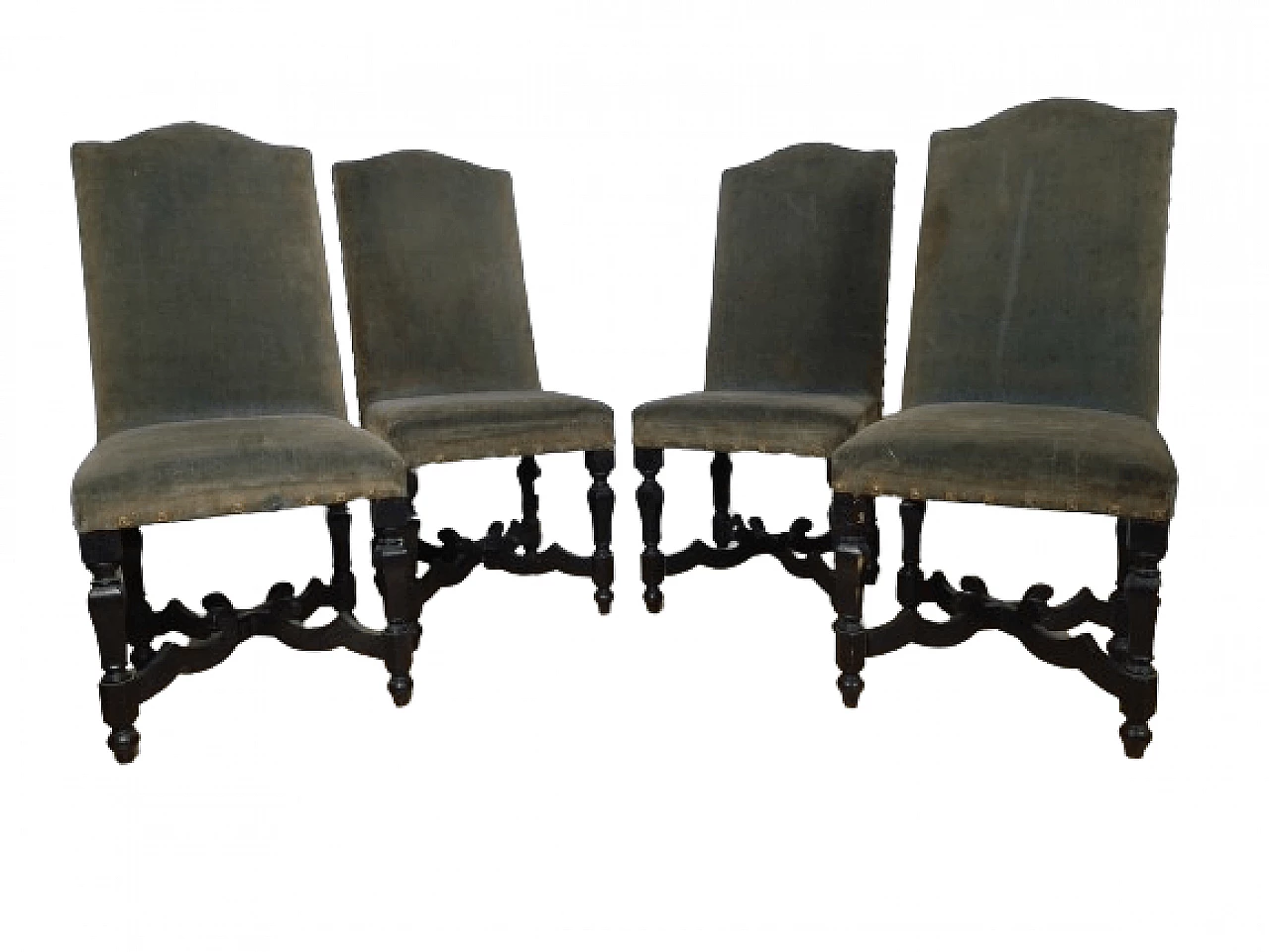 4 Rocchetto chairs in ebonised wood, 18th century 1