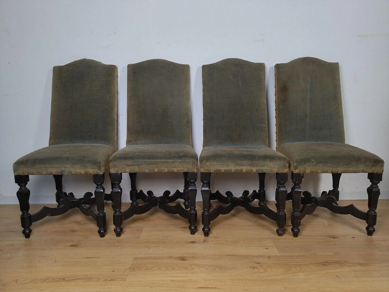 4 Rocchetto chairs in ebonised wood, 18th century 2