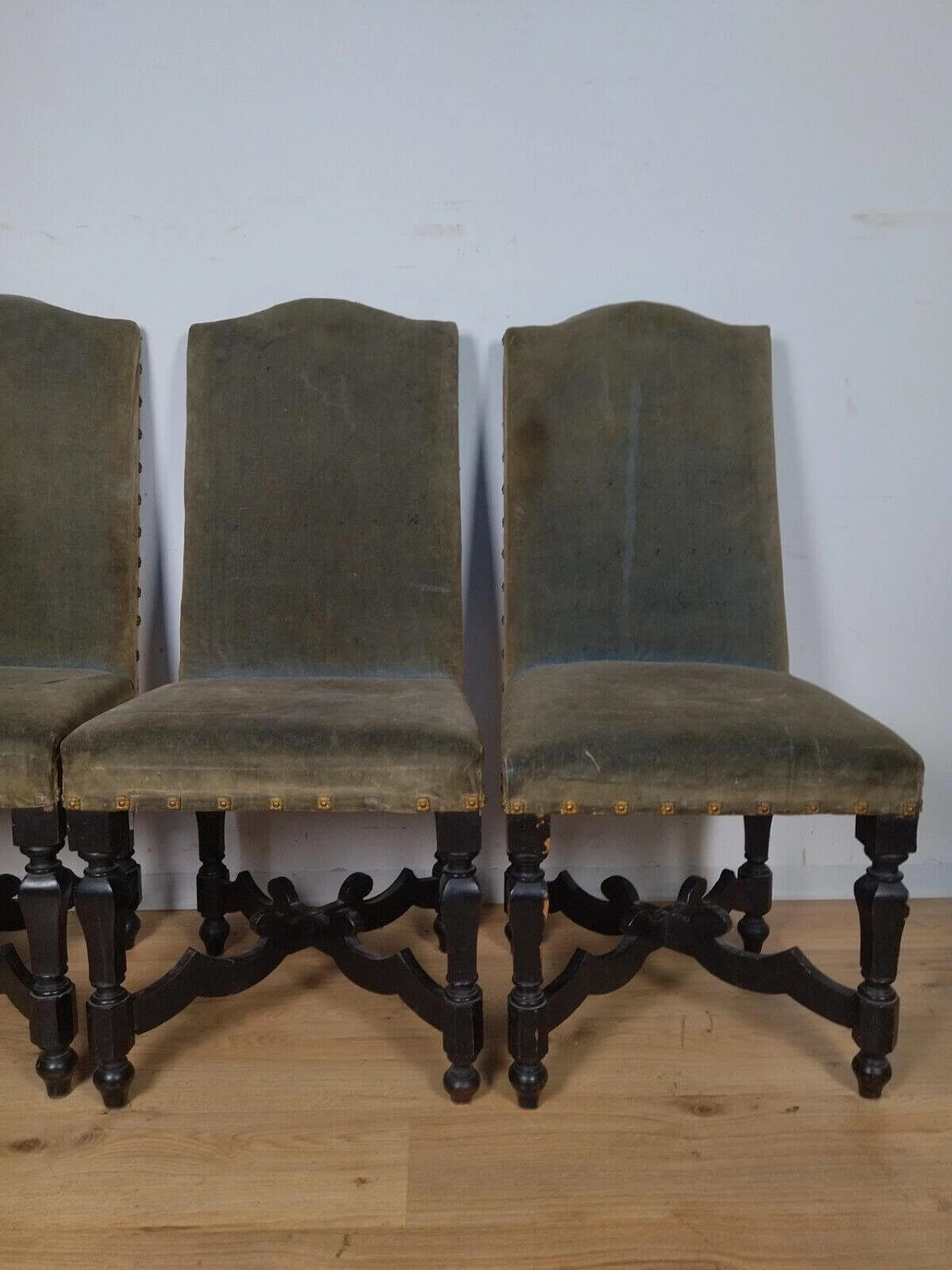 4 Rocchetto chairs in ebonised wood, 18th century 3