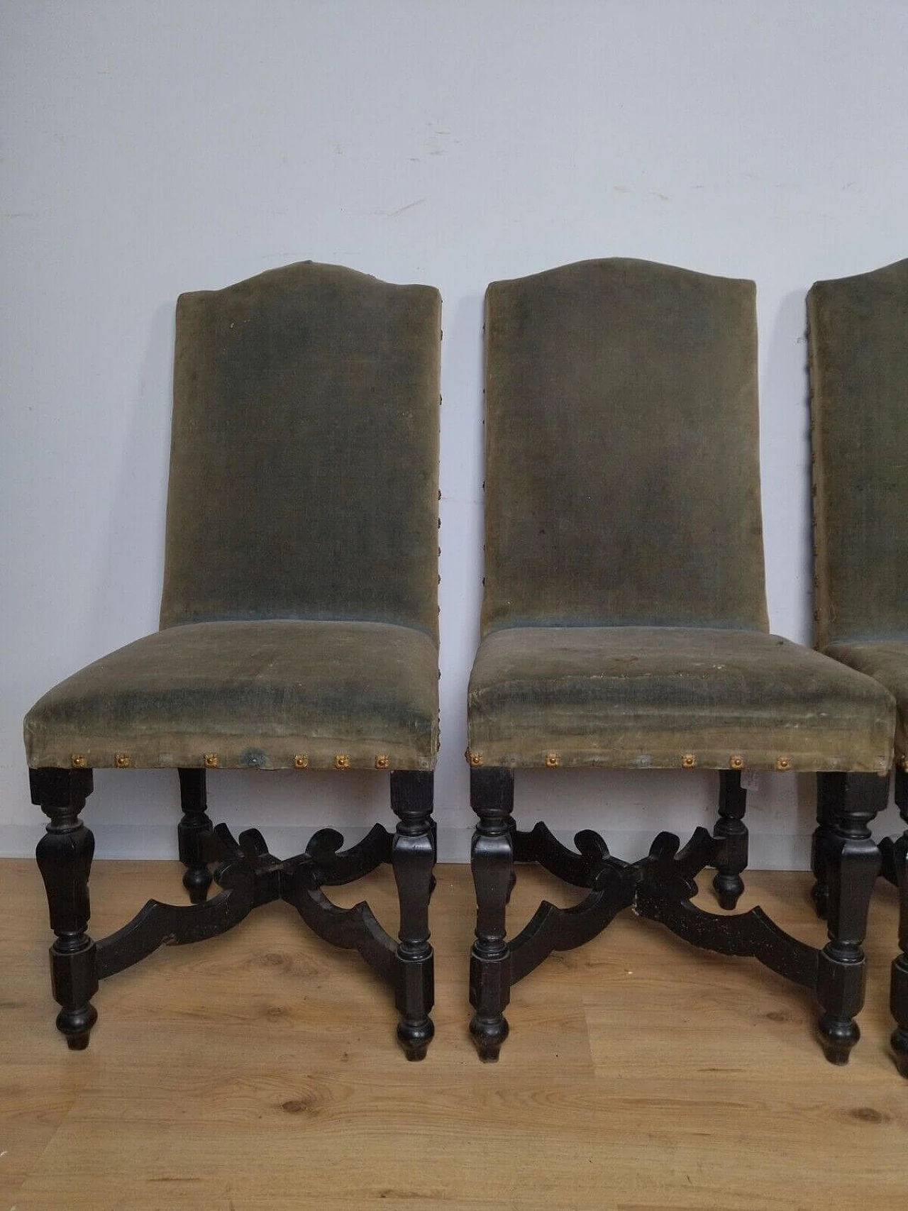 4 Rocchetto chairs in ebonised wood, 18th century 4