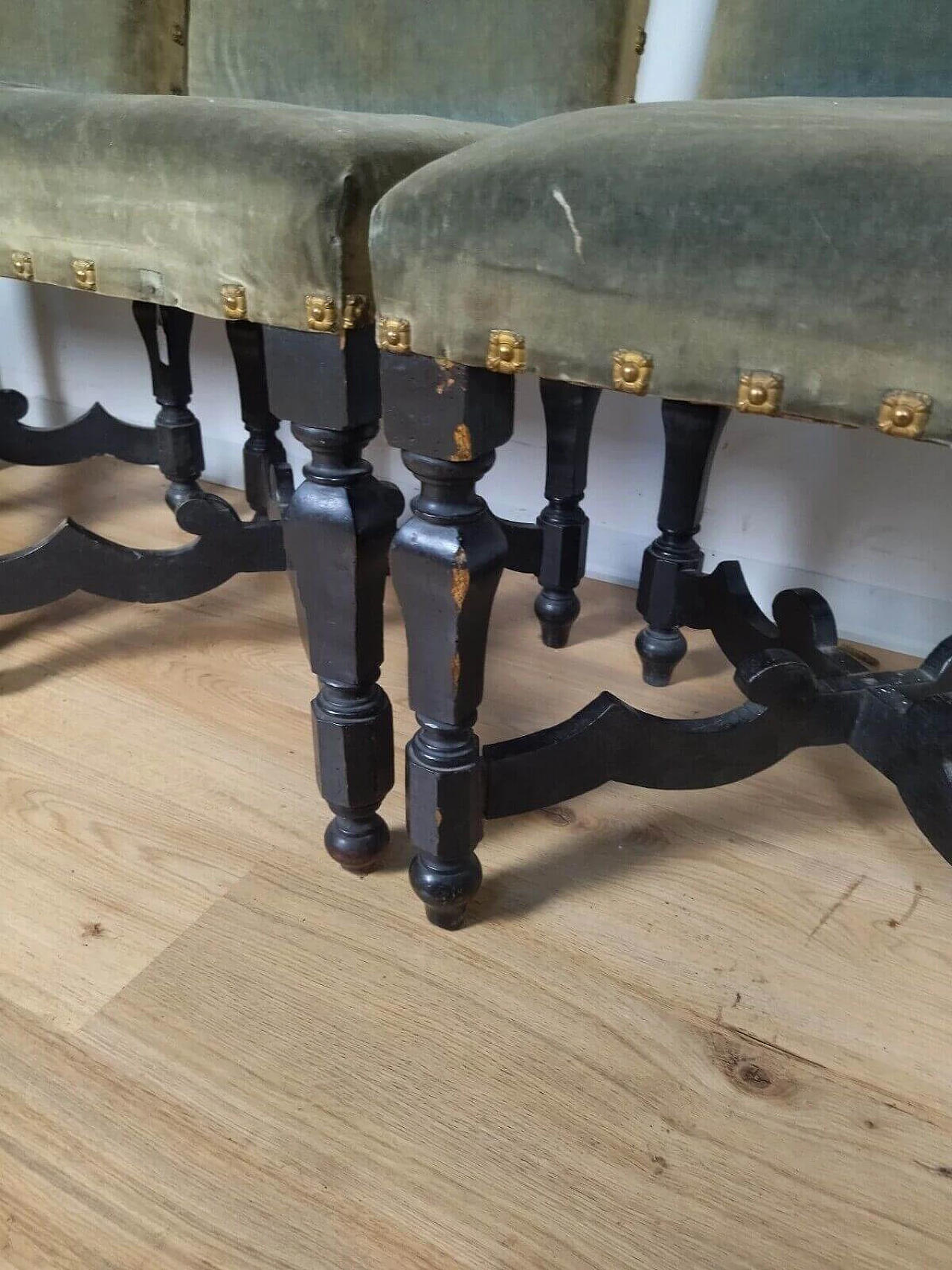 4 Rocchetto chairs in ebonised wood, 18th century 7