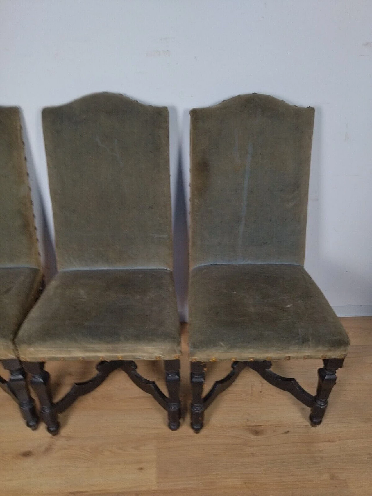 4 Rocchetto chairs in ebonised wood, 18th century 8