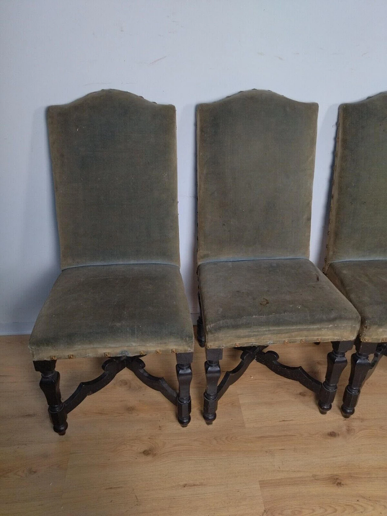 4 Rocchetto chairs in ebonised wood, 18th century 9
