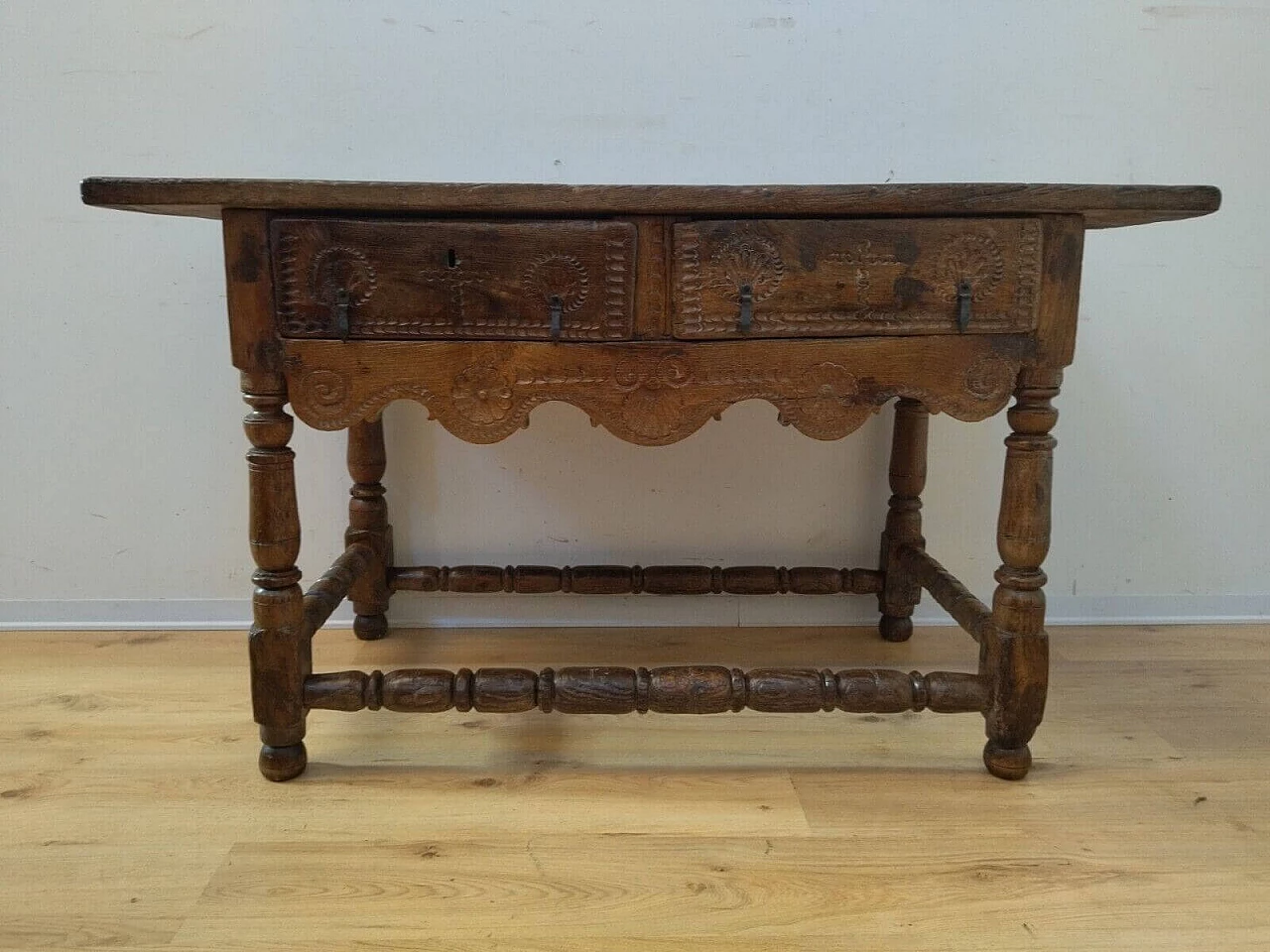 Tavolo a rocchetto in rovere, '700 3