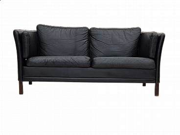 Ash and black leather sofa by Mogens Hansen, 1960s