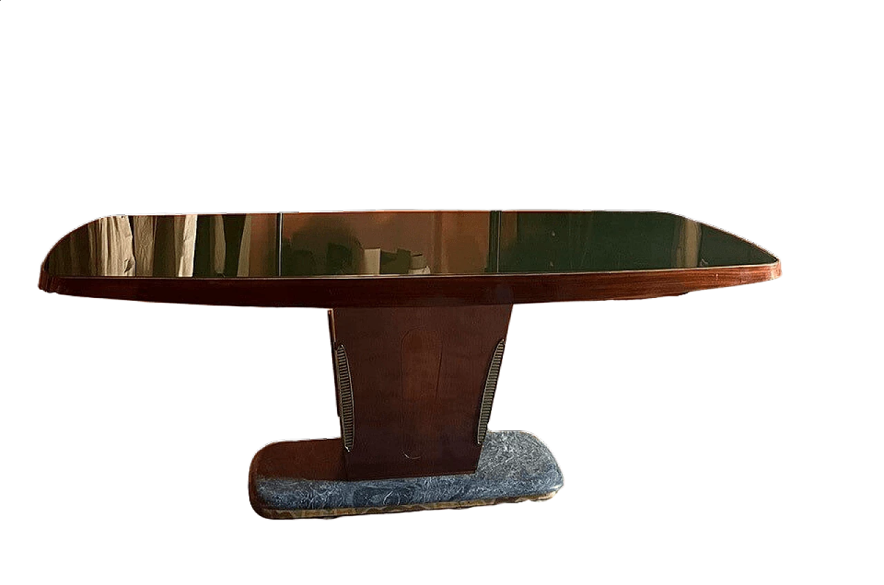 Wood, marble, brass and glass table by Vittorio Dassi, 1950s 7