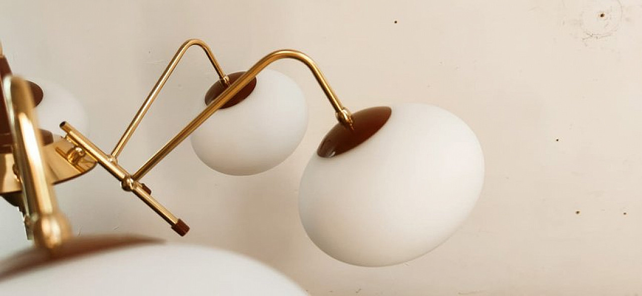 6 Lights Sputnik chandelier in brass and glass, 1970s 6